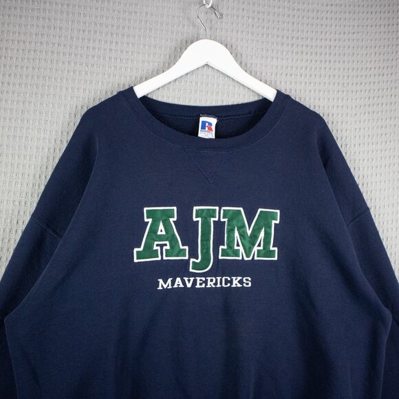 AJM Mavericks Russell Athletic 2000s Y2K Crewneck Sweater - Picture 3 of 8